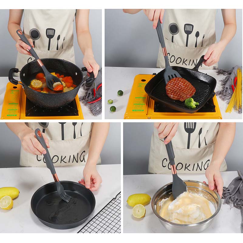 10pcs High Quality Kitchenware set Heat resistant stainless steel silicone cooking tools