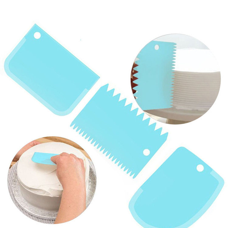 3 Pcs Silicone Cake Icing Scraper Cutters Smoother Tool Set