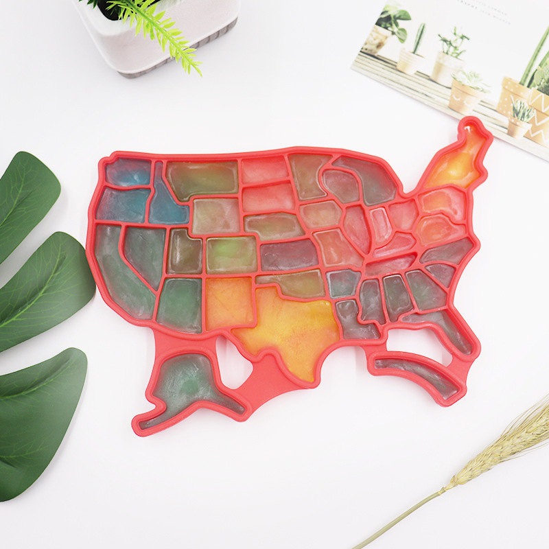 Mini carte américaine boule de glace fabricant Silicone USA carte forme glaçons moule Silicone USA carte forme glaçons moule