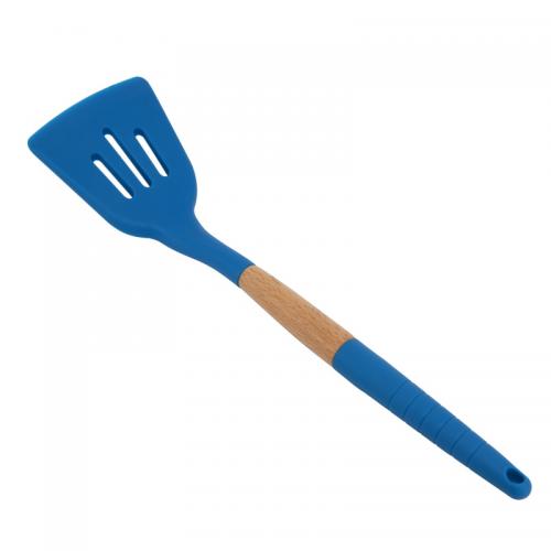 spatule en silicone d'approvisionnement direct d'usine tourneur de cuisson avec manche en bois de caoutchouc
