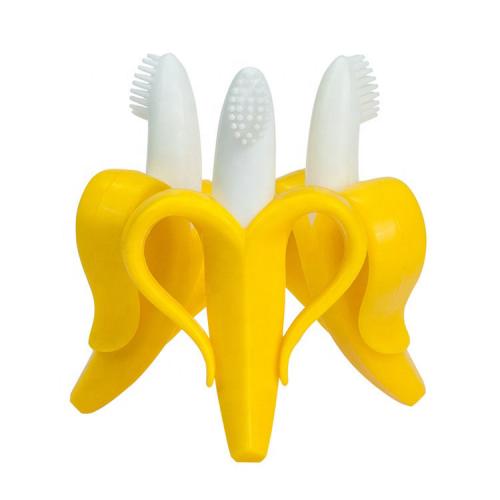 prix de gros banane bébé silicone brosse à dents jouet de dentition pour les enfants
