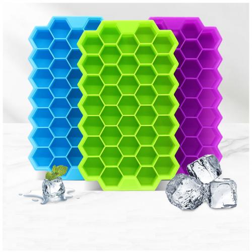Vente en gros Silicone 37 trous moule à glace enfants plateaux à glaçons avec couvercle Cube carré pour accessoires de barre de cuisine
